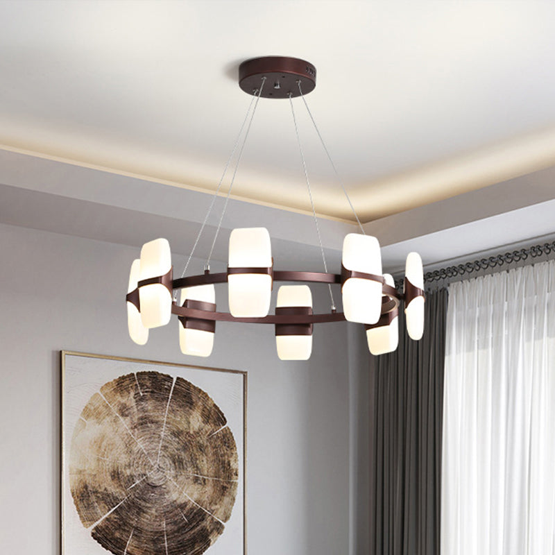 Modern Metal Circular Pendant Light Kit - 8 Coffee Chandelier 26/30 Wide + Hangable