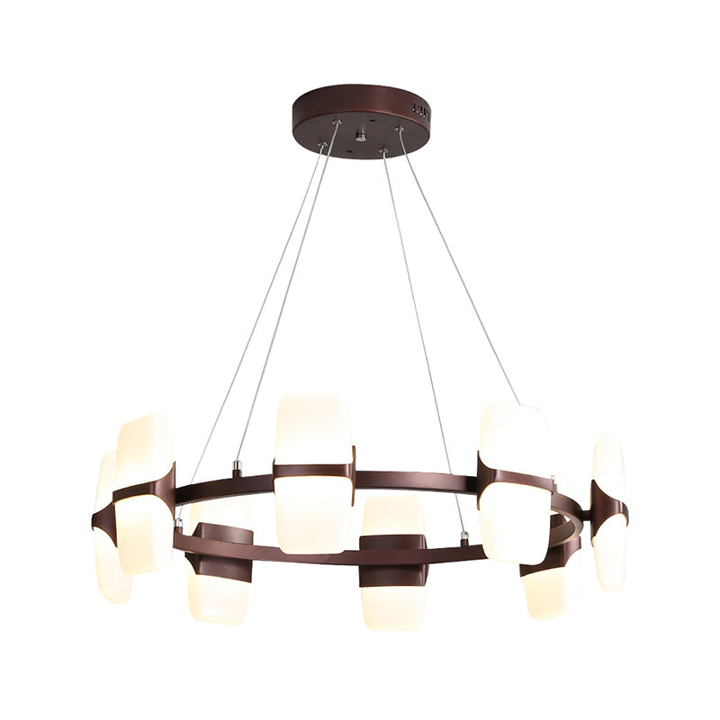 Modern Metal Coffee Hanging Chandelier - 26"/30" Wide Circular Pendant Light Kit with 8 Lights