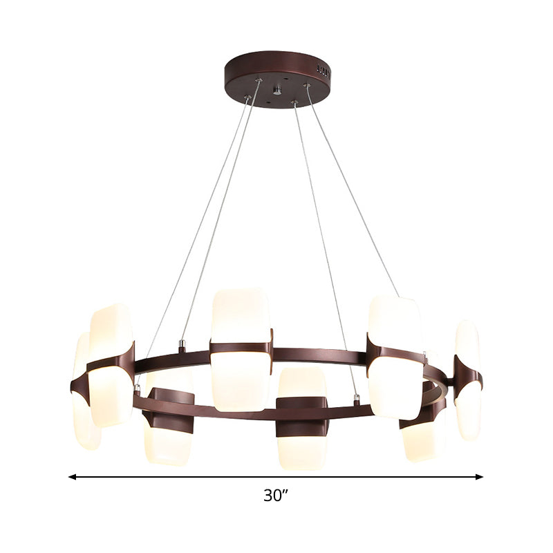 Modern Metal Coffee Hanging Chandelier - 26"/30" Wide Circular Pendant Light Kit with 8 Lights