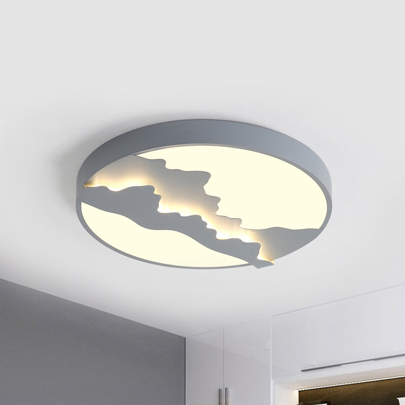 Mountain View Flush Mount Light: Modern Gray/White Metal 16/19.5 Led Ceiling Fixture With Warm/White