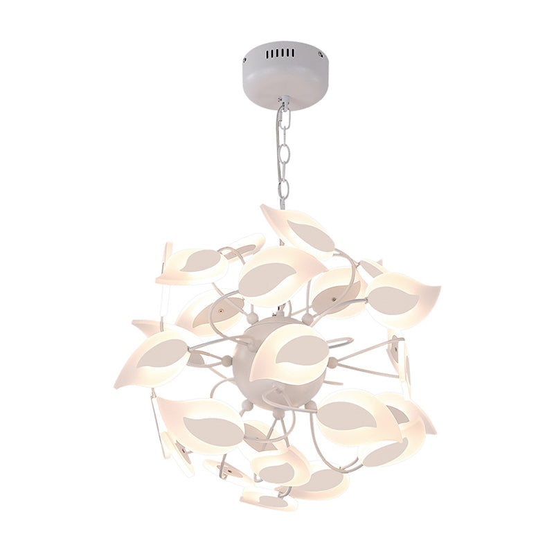 Modern White Acrylic Leaf Chandelier with LED Lights - Ideal Pendant Lighting Fixture for Dining Room