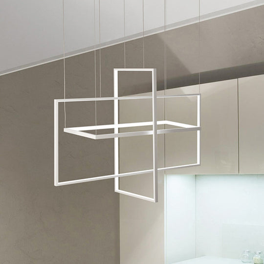 Minimalist Led Hanging Lamp Kit - Metal White Rectangle 3 Width Options Light Temperatures / 23.5