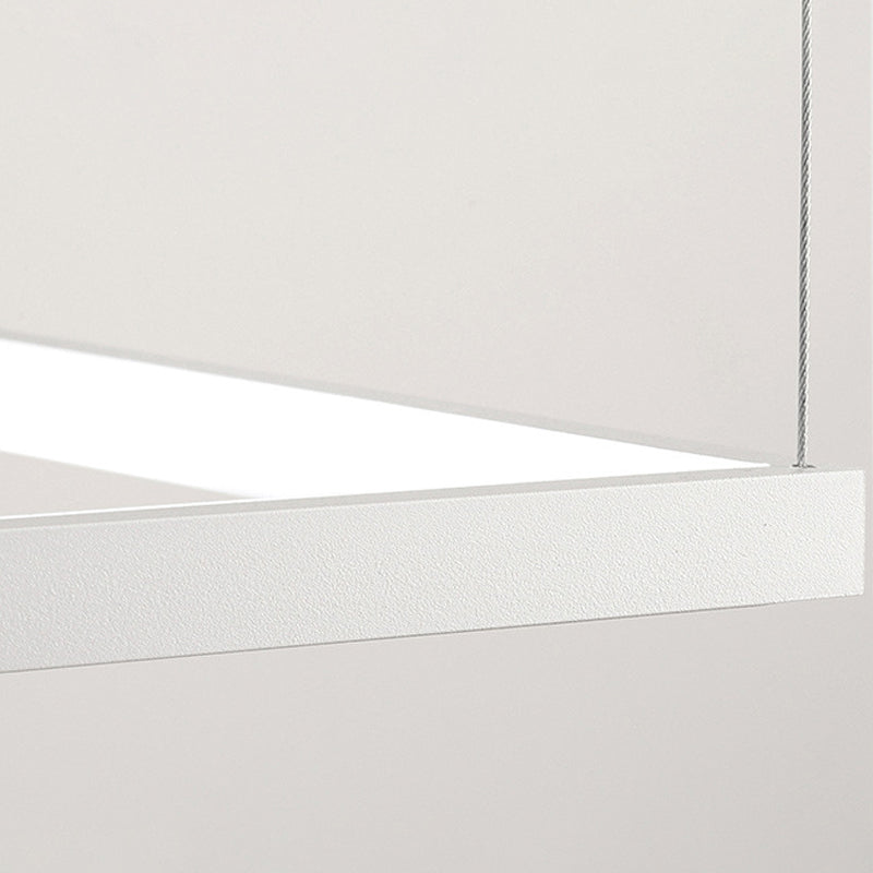 Minimalist Metal LED Hanging Lamp Kit - Rectangle Shape, White, 23.5"/31.5"/38" Wide, Warm/White/Natural Light
