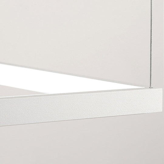 Minimalist Led Hanging Lamp Kit - Metal White Rectangle 3 Width Options Light Temperatures