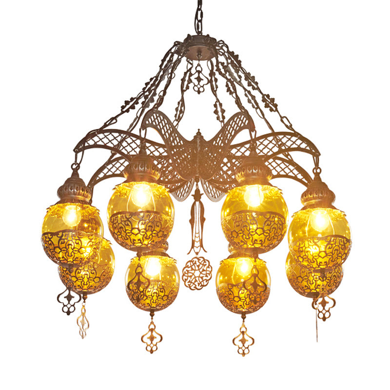 Yellow Glass Hanging Moroccan Chandelier | 3/6/8 Lights Restaurant Lighting
