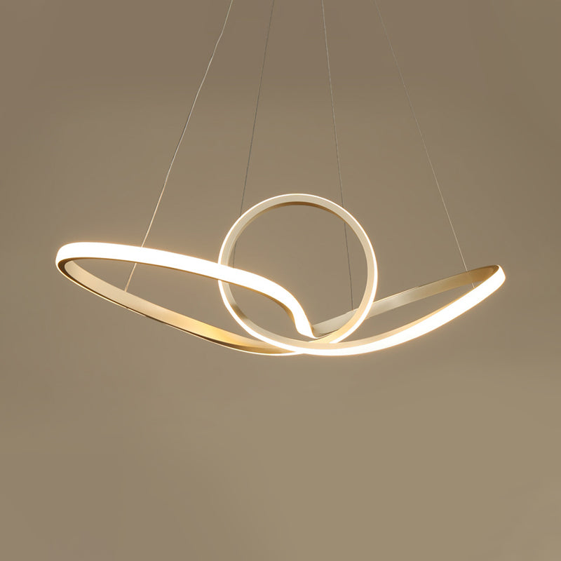 Gold Seamless Ceiling Light: Simple Acrylic Pendant Chandelier in Warm/White Light