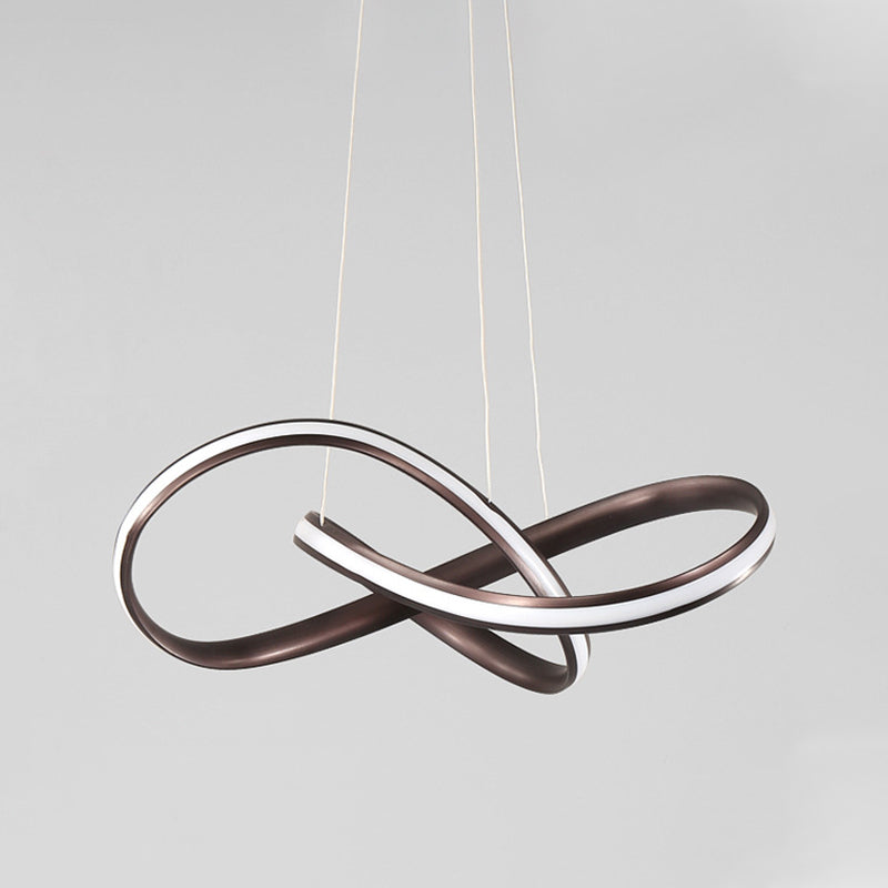 Seamless Curve Acrylic Hanging Chandelier Light - Modern LED Pendant Fixture, Warm/White Light - Coffee