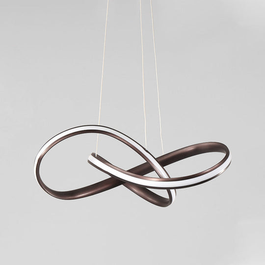 Seamless Curve Acrylic Hanging Chandelier Light - Modern LED Pendant Fixture, Warm/White Light - Coffee