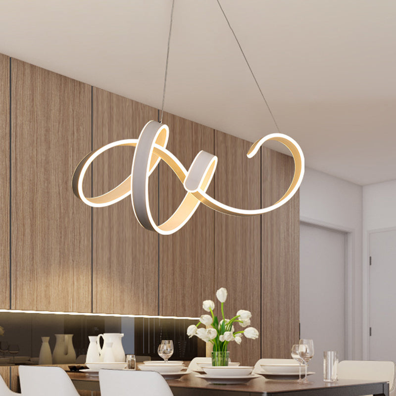 Simple Style Acrylic Twist Ceiling Pendant Light with Warm/White LED - White Hanging Lamp Kit