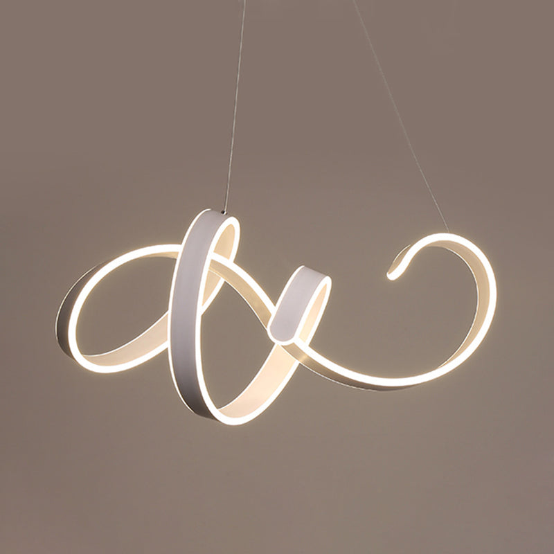 Simple Style Acrylic Twist Ceiling Pendant Light with Warm/White LED - White Hanging Lamp Kit