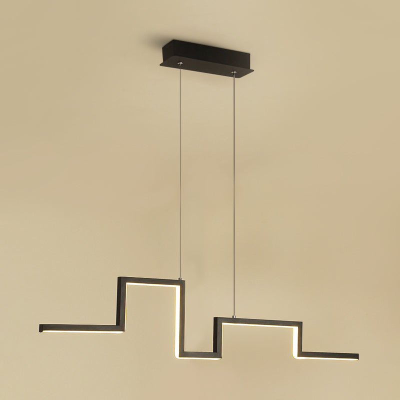 Simple Style Linear Metal Hanging Light Fixture - Black/Gray/Gold 31.5/39 Wide Led Chandelier Lamp