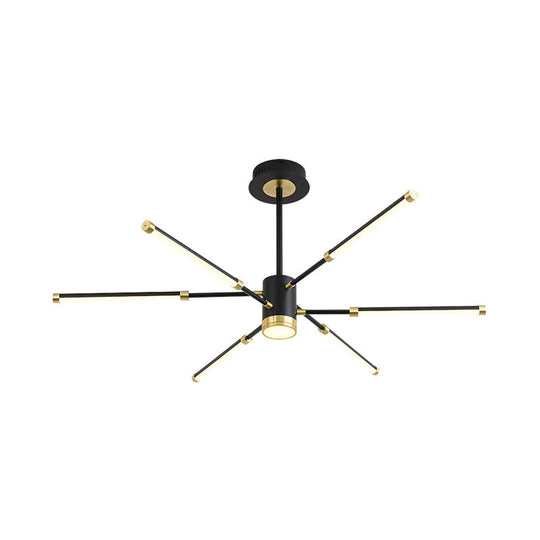 Sputnik Modern Metal Hanging Chandelier - 6/8 Lights Black Suspension Light Warm/White 6 / Warm