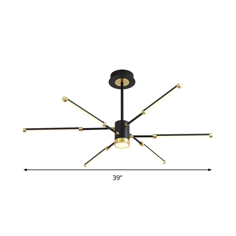 Sputnik Modern Hanging Chandelier - Metal, Black Finish, 6/8 Lights - Warm/White Suspension Light