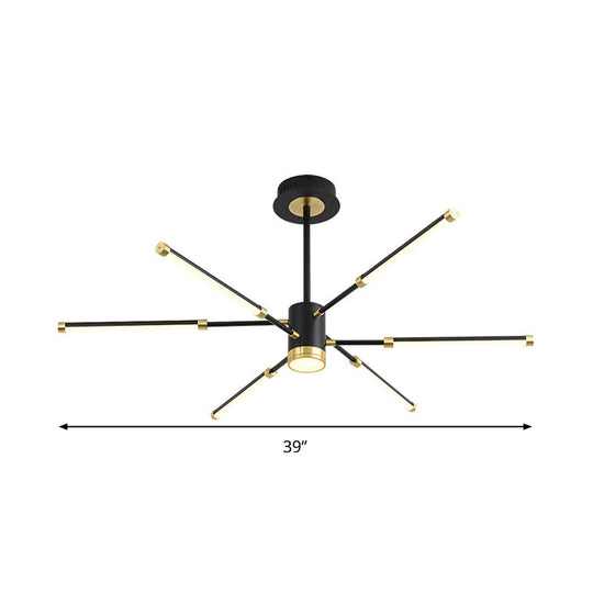 Sputnik Modern Metal Hanging Chandelier - 6/8 Lights Black Suspension Light Warm/White