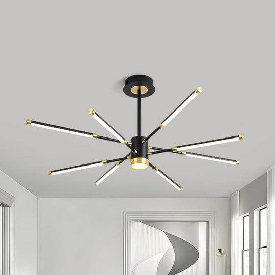 Sputnik Modern Metal Hanging Chandelier - 6/8 Lights Black Suspension Light Warm/White 8 / White