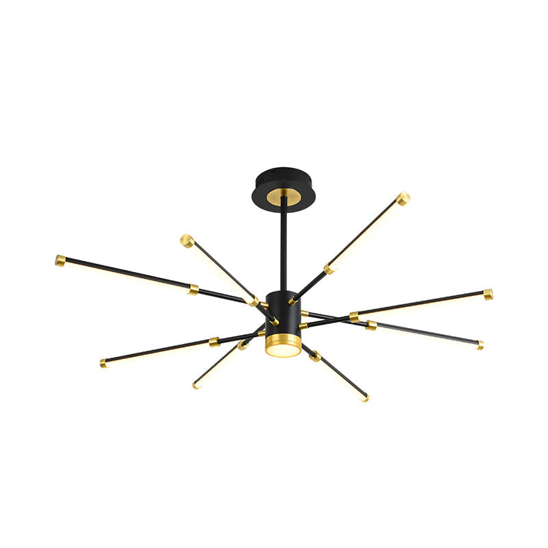 Sputnik Modern Metal Hanging Chandelier - 6/8 Lights Black Suspension Light Warm/White 8 / Warm
