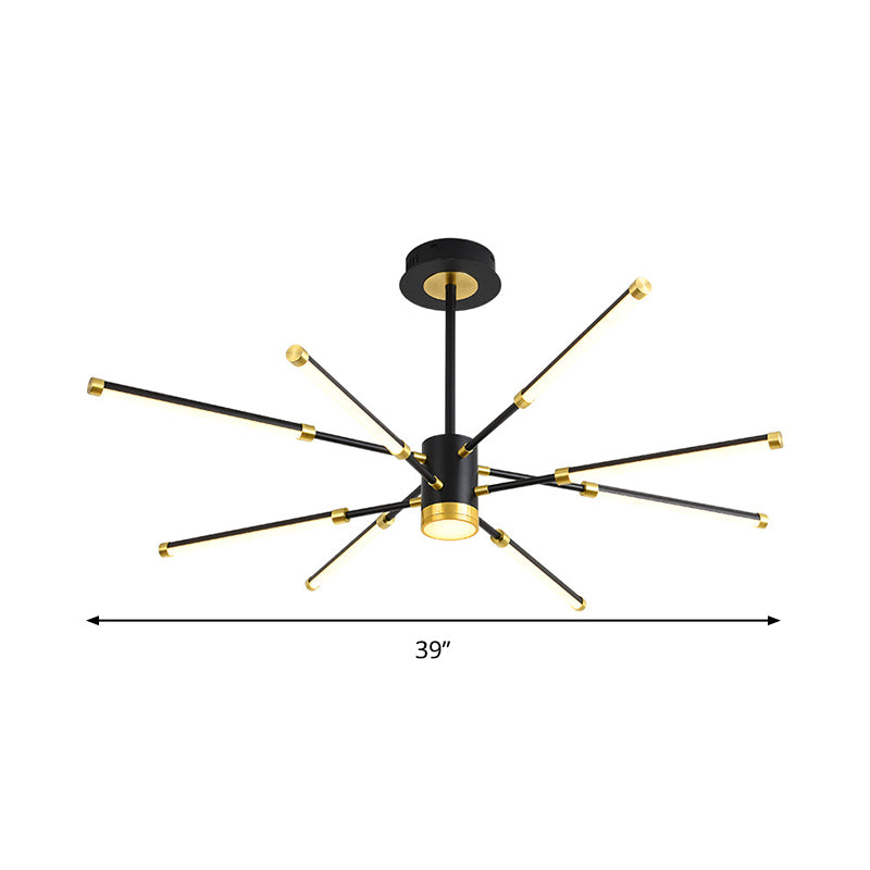 Sputnik Modern Hanging Chandelier - Metal, Black Finish, 6/8 Lights - Warm/White Suspension Light