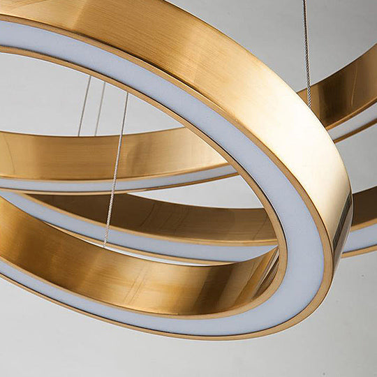 Modern Gold LED Pendant Light Kit for Living Room - Warm/White Lighting