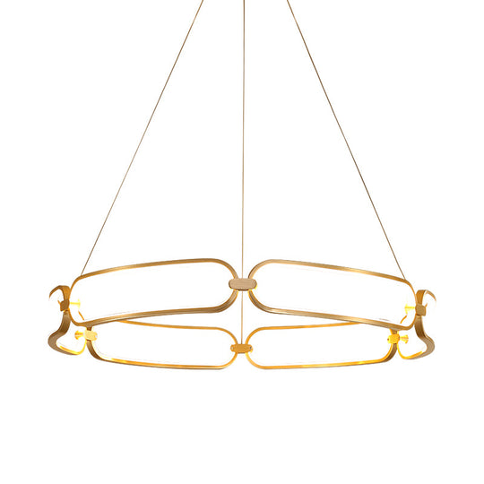 23.5"/31.5" Minimalist Gold LED Pendant Chandelier - Metal Hanging Light with Adjustable Bracelet Design, Warm/White/Natural Light