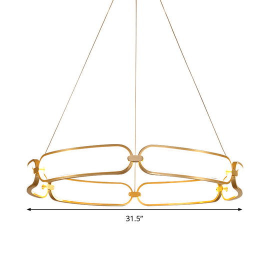 23.5"/31.5" Minimalist Gold LED Pendant Chandelier - Metal Hanging Light with Adjustable Bracelet Design, Warm/White/Natural Light