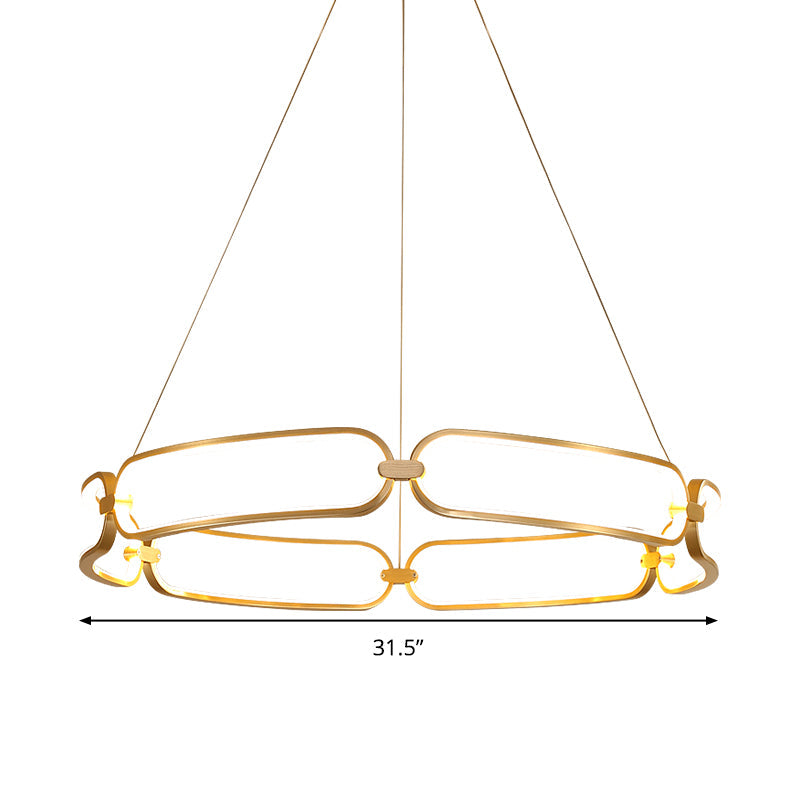 Minimalist Gold Metal Pendant Chandelier With Led - 23.5/31.5 Wide Bracelet Design