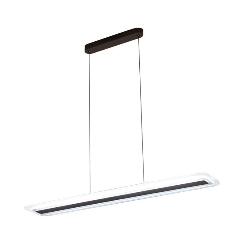 Sleek Black Panel Chandelier Light Fixture - Acrylic LED Hanging Lamp in Warm/White Light, 16"/23.5"/31.5" Wide