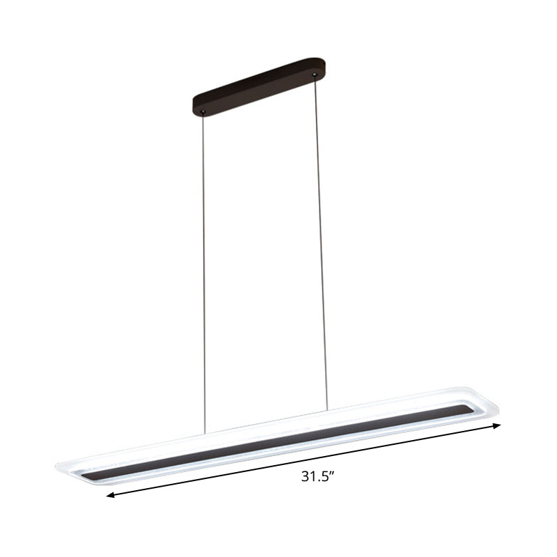 Sleek Black Panel Chandelier Light Fixture - Acrylic LED Hanging Lamp in Warm/White Light, 16"/23.5"/31.5" Wide