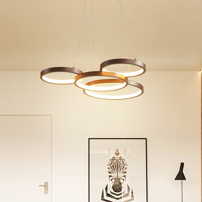 Minimalist Acrylic LED Pendant Chandelier - Coffee Ring Hanging Ceiling Light (Warm/White)