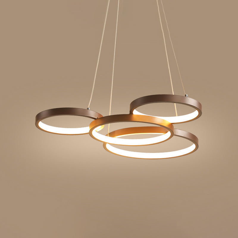 Minimalist Acrylic LED Pendant Chandelier - Coffee Ring Hanging Ceiling Light (Warm/White)