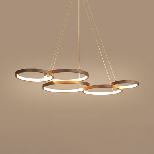 Simple Style Coffee Circle Pendant Light: Acrylic LED Chandelier in Warm/White Light - Stunning Fixture