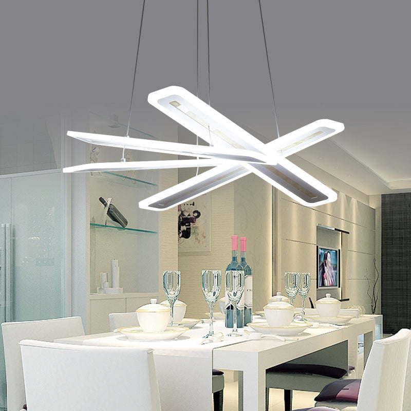 Contemporary Acrylic Rectangle Hanging Light White Led Ceiling Chandelier - Warm/White /