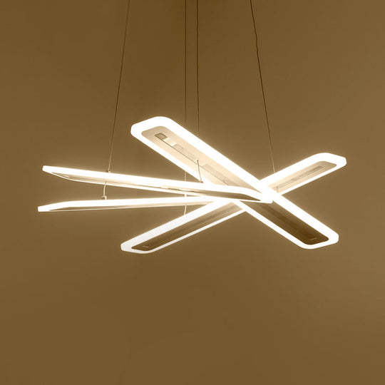 Modern Acrylic LED Ceiling Chandelier, Rectangle Shape, Warm/White Light