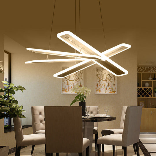 Modern Acrylic LED Ceiling Chandelier, Rectangle Shape, Warm/White Light