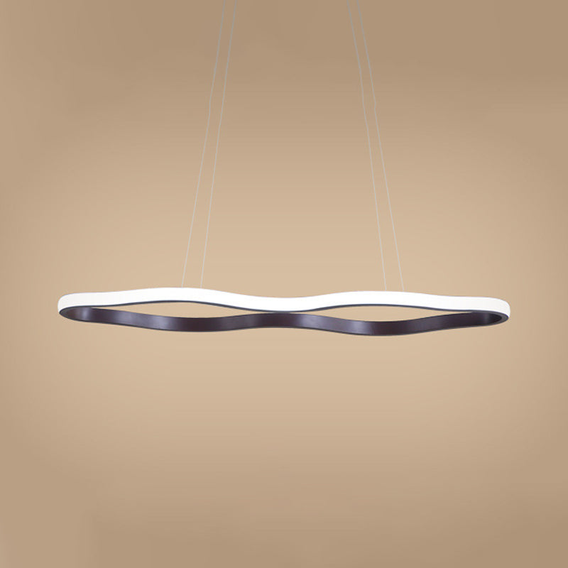 Modern Acrylic Coffee Wave Hanging LED Ceiling Light - 23.5"/36.5"/47" Wide - Warm/White Light