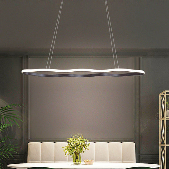 Modern Acrylic Wave Hanging Ceiling Light - Led Suspension In Warm/White 23.5/36.5/47 Wide Coffee /