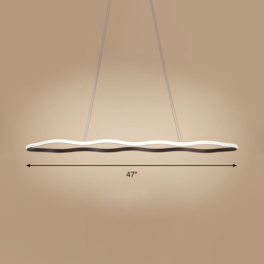 Modern Acrylic Coffee Wave Hanging LED Ceiling Light - 23.5"/36.5"/47" Wide - Warm/White Light
