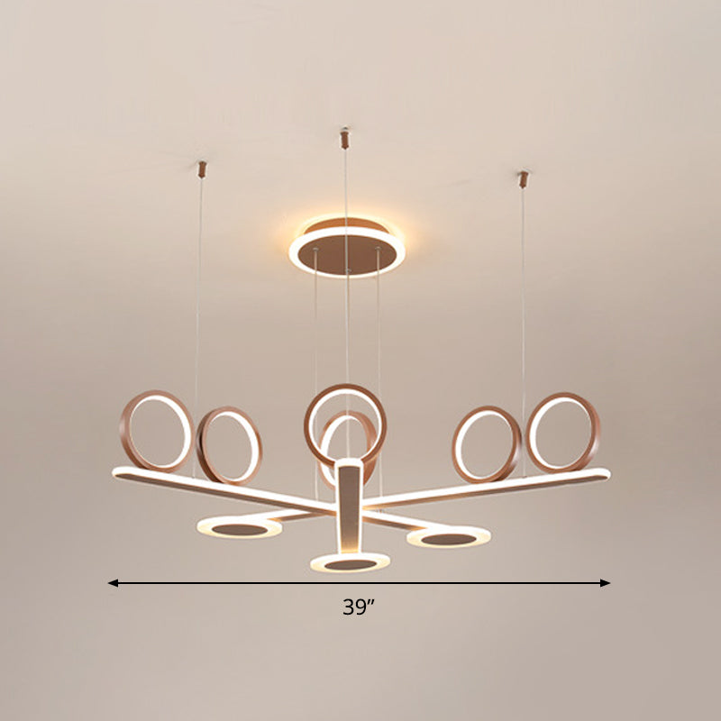 Contemporary Led Chandelier - Coffee Ring Pendant In Warm/White 31.5/39 Wide