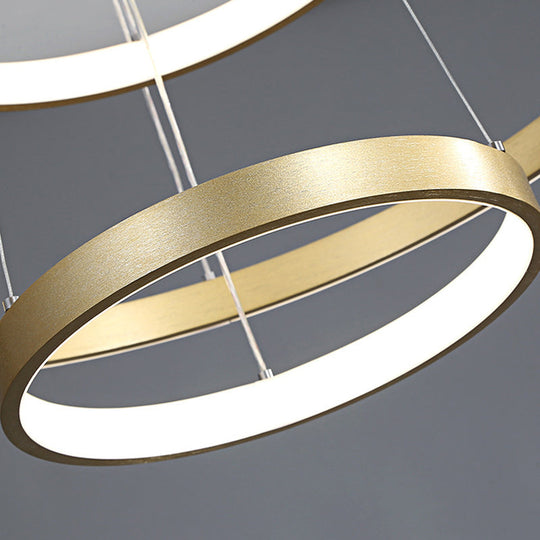 Modern Gold Led Suspension Light - Contemporary Acrylic Chandelier For Dining Room 23.5/31.5 Wide
