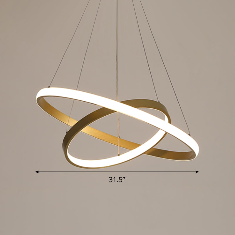 Gold Orbit Hanging Chandelier Acrylic Led Pendant Light Kit 23.5/31.5 Wide