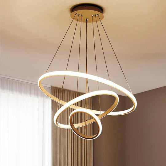 31.5/39 Wide Ring Pendant Light Fixture Acrylic White Led Chandelier Lamp - Simple Style Warm/White