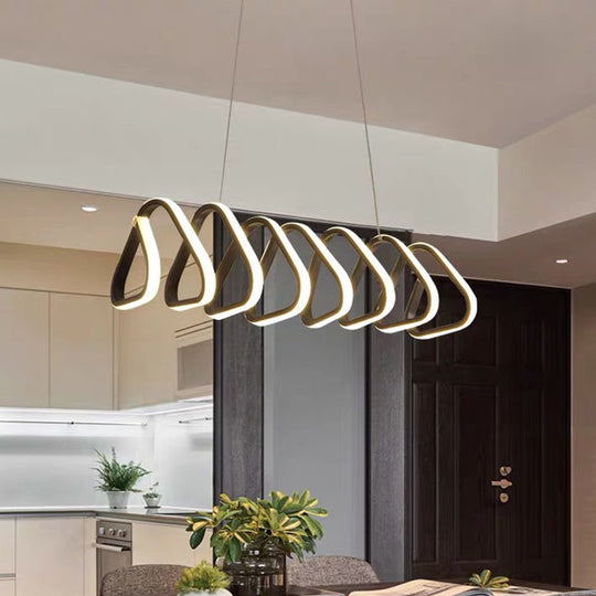 Modern Led Acrylic Hanging Lamp Kit: Triangle/Trapezoid Design In Black With Warm/White/Natural