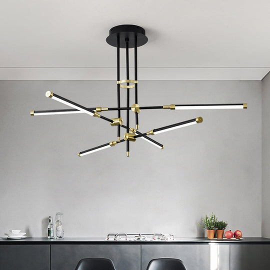 Modern LED Chandelier Light Acrylic 6-Light Ceiling Pendant - Black/Gold or White/Gold