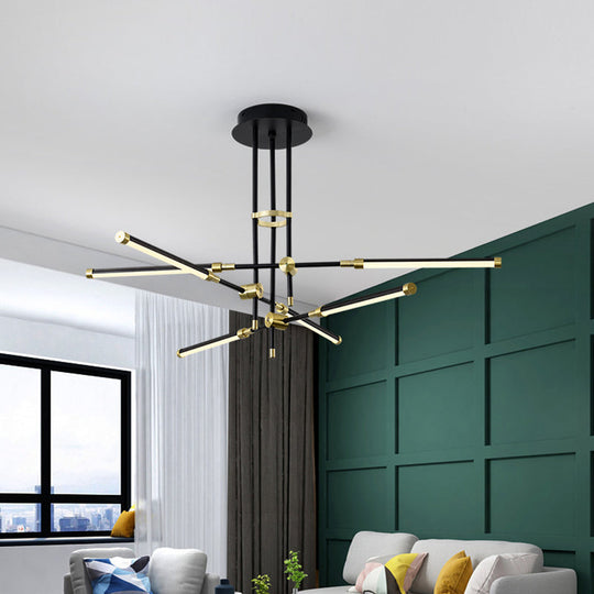 Modern LED Chandelier Light Acrylic 6-Light Ceiling Pendant - Black/Gold or White/Gold