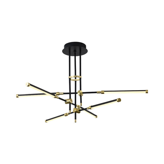 Contemporary Led Chandelier Light - Black/Gold Or White/Gold 6-Light Acrylic Pendant For Bedroom