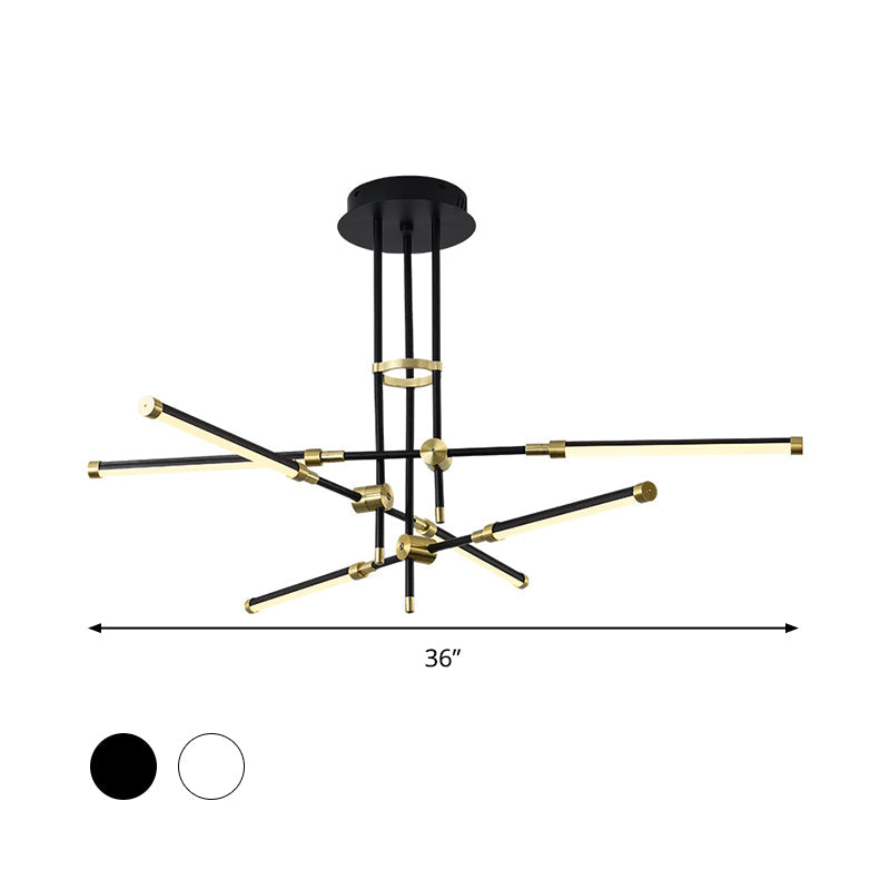 Modern LED Chandelier Light Acrylic 6-Light Ceiling Pendant - Black/Gold or White/Gold