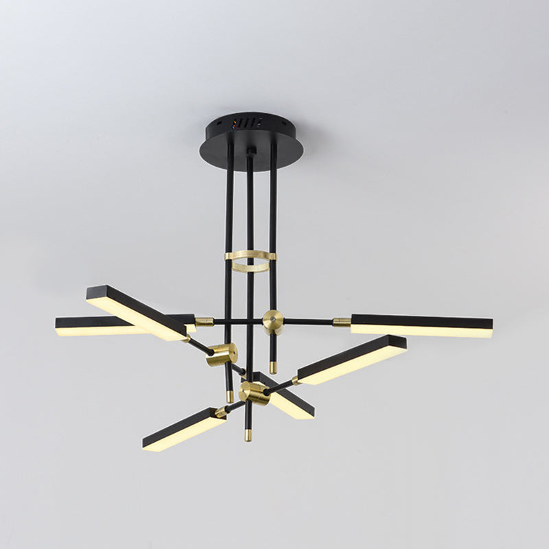 Contemporary Led Chandelier Light - Black/Gold Or White/Gold 6-Light Acrylic Pendant For Bedroom