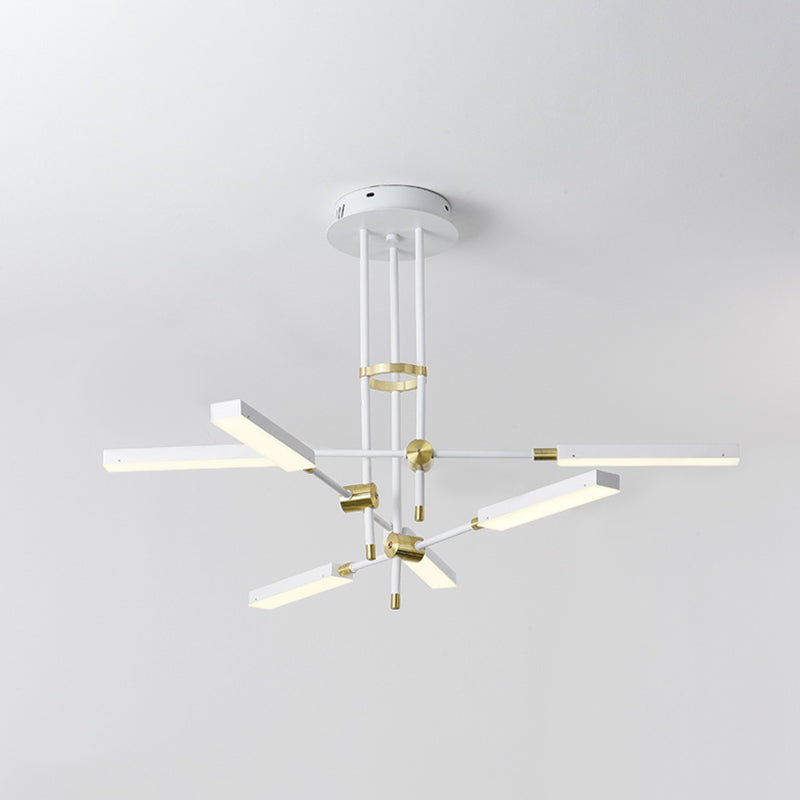 Modern LED Chandelier Light Acrylic 6-Light Ceiling Pendant - Black/Gold or White/Gold