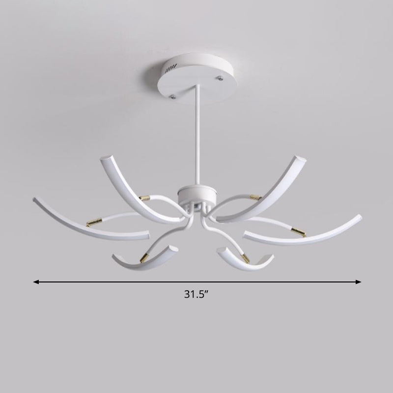 Modern Acrylic Sputnik Chandelier Light Fixture - 6/10 Lights Warm/White Pendant Lighting White