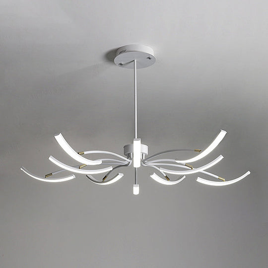 Sputnik Chandelier Light Fixture - Acrylic, 6/10 Lights, White Pendant Light in Warm/White