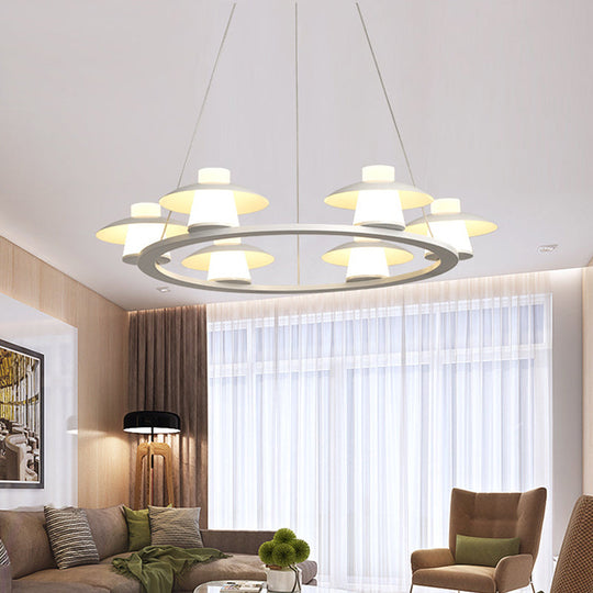 Modernist Mushroom Acrylic Chandelier Pendant with 6/8-Head LED Ceiling Lamp - White, Warm/White Light